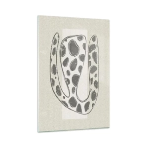 Impression sur verre - Image sur verre - Motif organique abstrait dans des tons de gris - 80x120cm - Une étrange créature - Décoration murale moderne pour le salon et la chambre ARTTOR