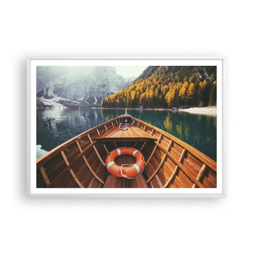 Affiche dans un cadre blanc - Poster - Escapade en montagne - 100x70 cm