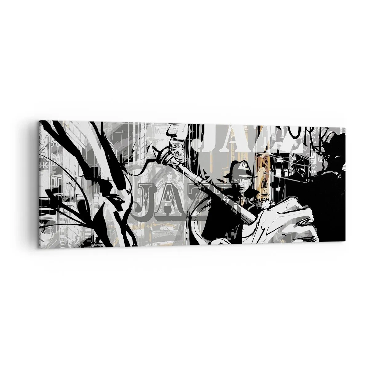 Impression sur toile - Image sur toile - Scène jazz new-yorkaise - 140x50cm - Au rythme de New York - Décoration murale moderne pour le salon et la chambre ARTTOR