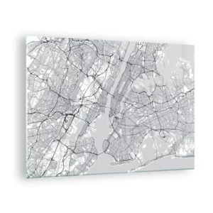 Impression sur verre - Image sur verre - Une carte des rues et des quartiers des grandes villes sous forme monochrome - 70x50cm - Anatomie de la métropole - Décoration murale moderne pour le salon et la chambre ARTTOR