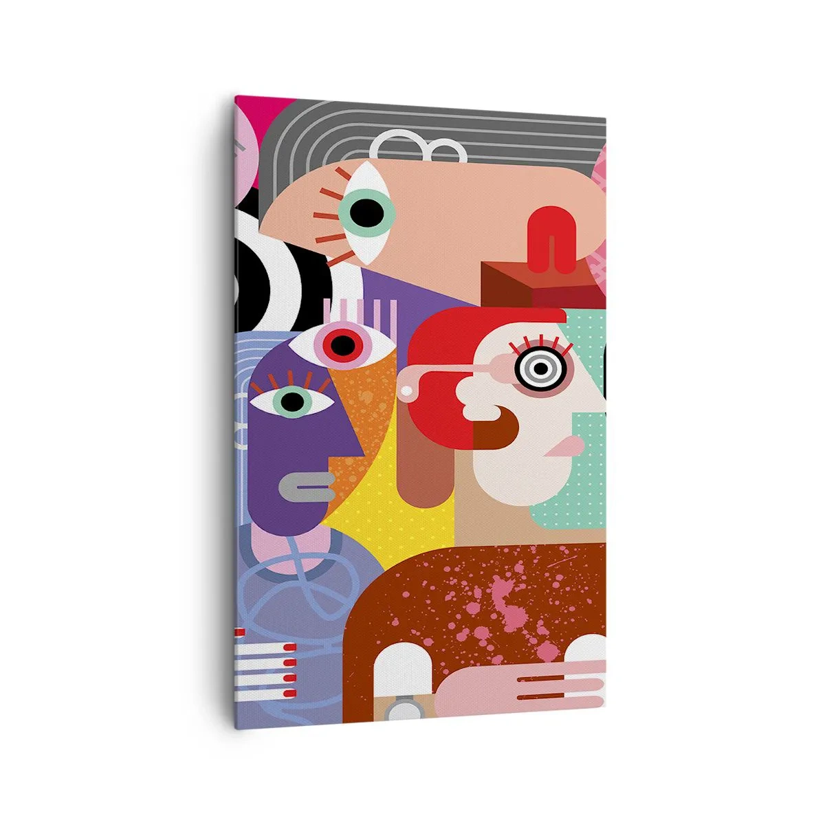 Impression sur toile - Image sur toile - Abstraction colorée avec des visages géométriques - 80x120cm - Nous par M. Picasso - Décoration murale moderne pour le salon et la chambre ARTTOR