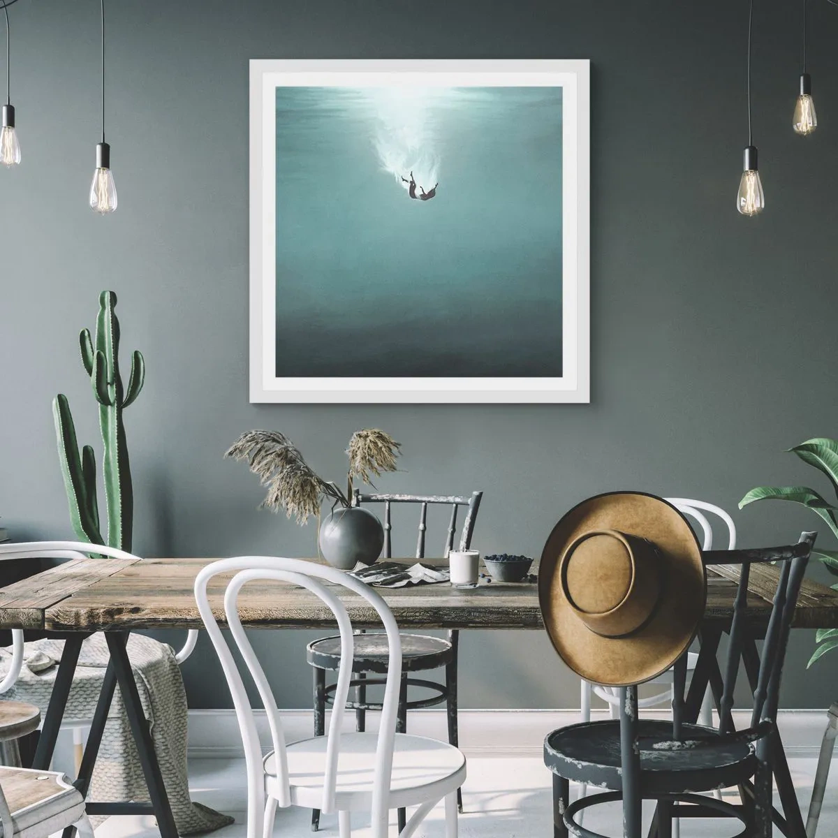 Affiche dans un cadre blanc - Poster - Dans les bras de l'océan - 30x30 cm