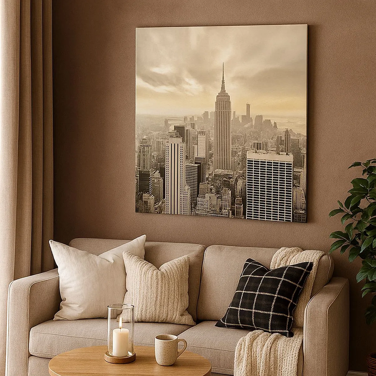 Impression sur toile - Image sur toile - New York tissé de gris - 30x30 cm