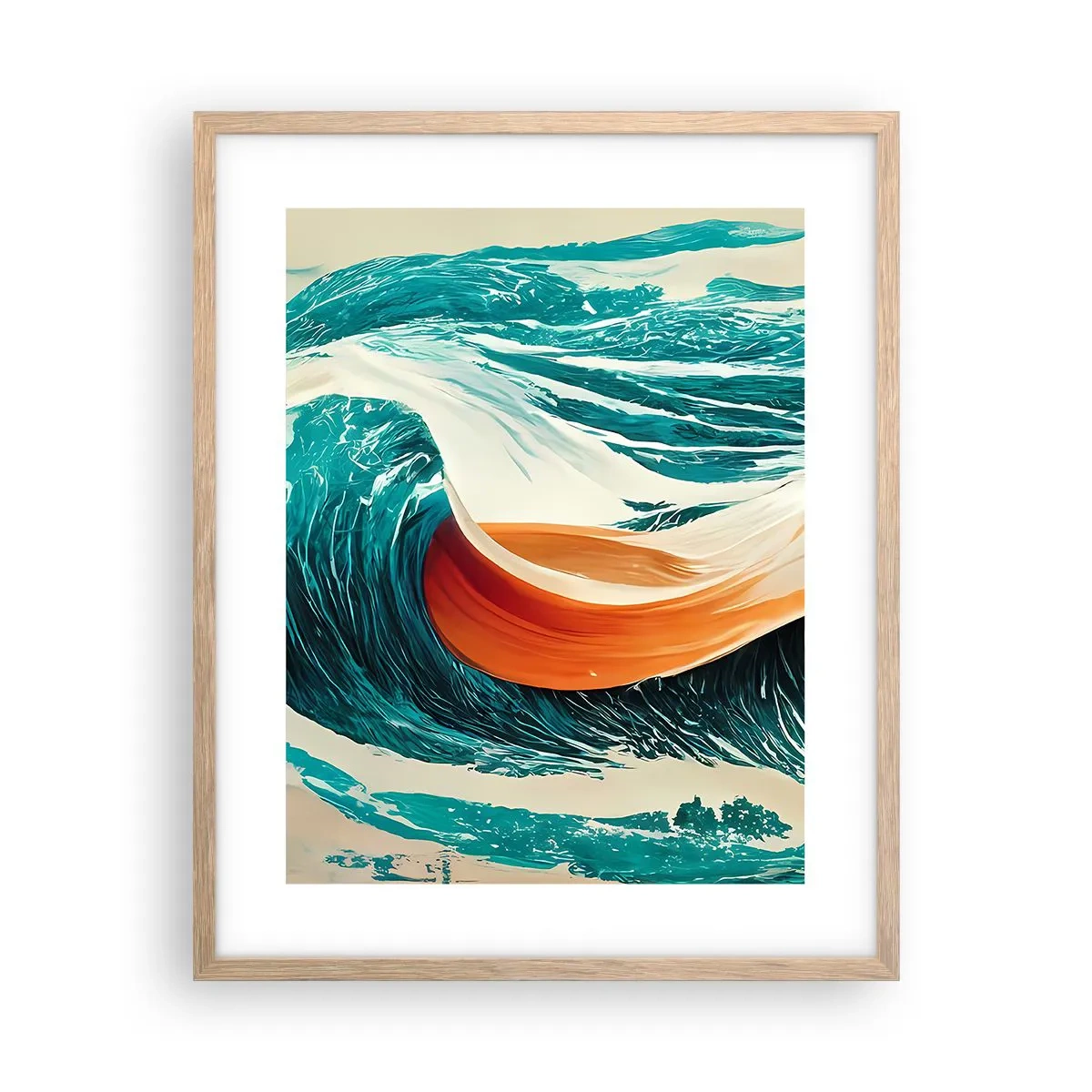 Affiche dans un chêne clair - Poster - Le rêve d'un surfeur - 40x50 cm
