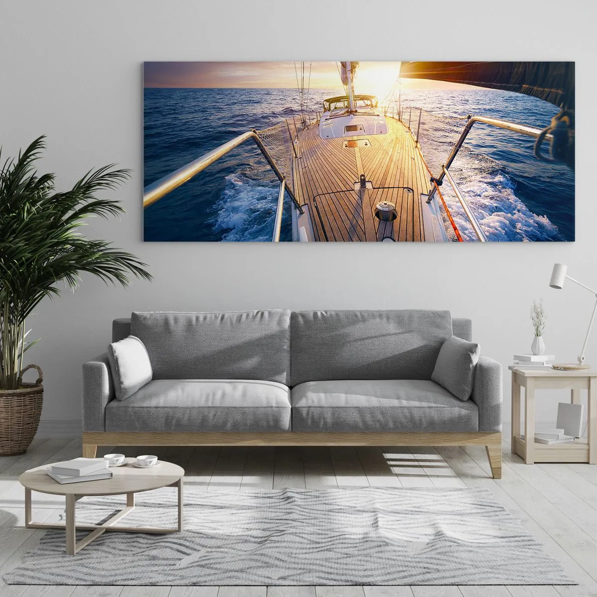 Impression sur verre - Image sur verre - Courir sur les vagues - 100x40 cm