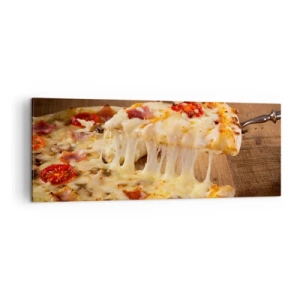 Impression sur toile - Image sur toile - Pizza au fromage filandreux - 140x50cm - Un chef-d'œuvre de l'art italien - Décoration murale moderne pour le salon et la chambre ARTTOR