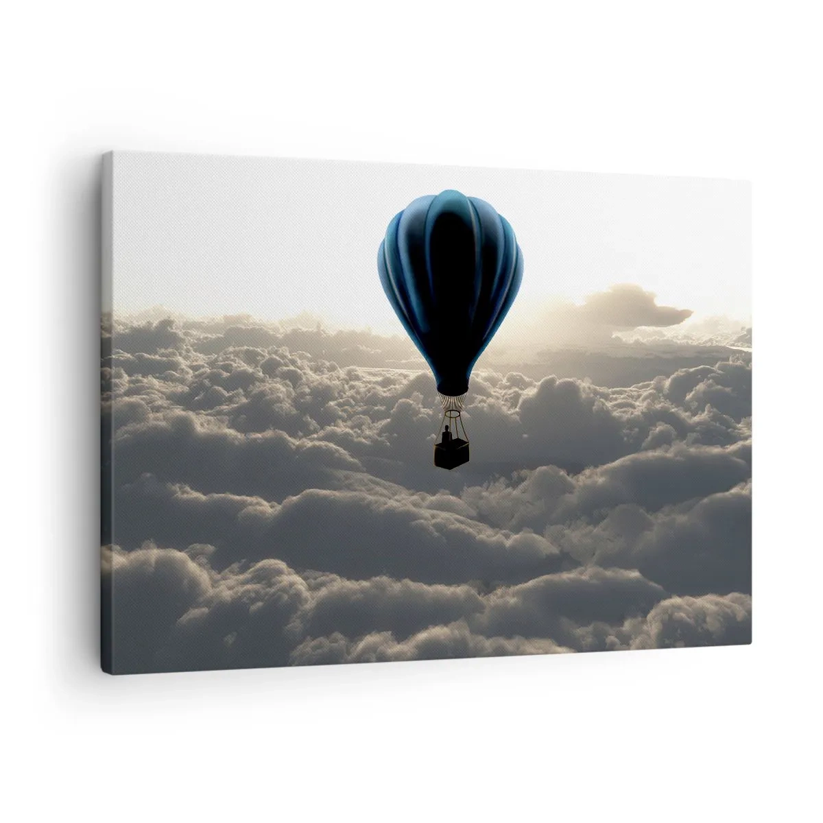 Impression sur toile - Image sur toile - Une montgolfière contre un ciel nuageux au coucher du soleil - 70x50cm - Un vagabond au dessus des nuages - Décoration murale moderne pour le salon et la chambre ARTTOR