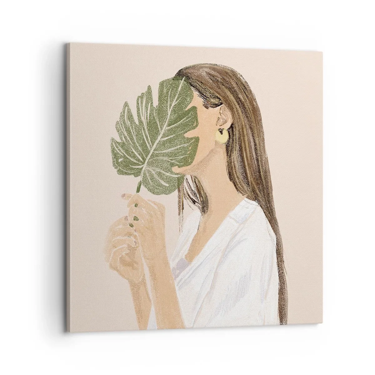 Impression sur toile - Image sur toile - Portrait mystérieux avec un éventail - 60x60 cm