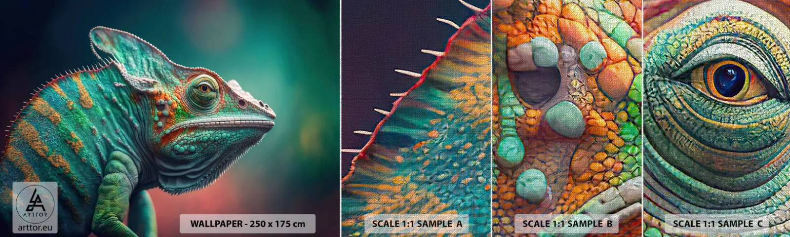 Échantillon de Papier Peint Premium Canvas - Vous me voyez? Pas bien… - Caméléon, Animaux, Reptile - 100x30 cm