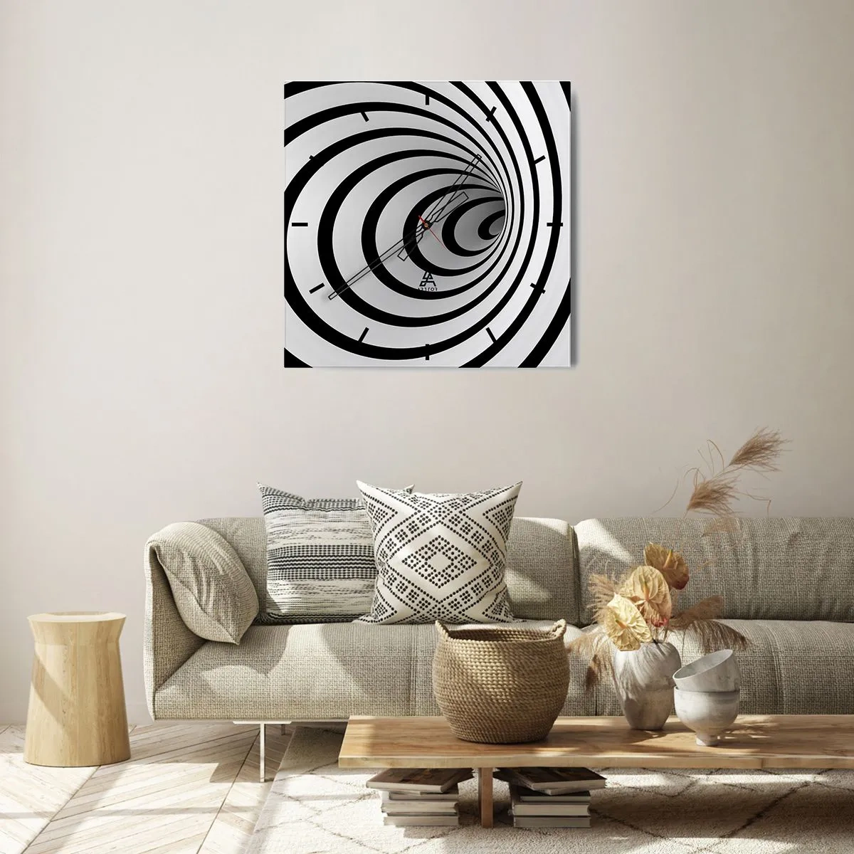 Horloge murale - Pendule murale - Une spirale noire et blanche créant un effet hypnotique - 30x30cm - Tu ne peux pas y résister aussi ? - Décoration murale moderne pour le salon et la chambre ARTTOR