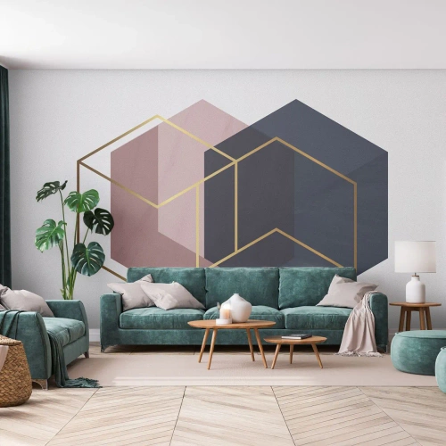 Papier peint sur mesure Premium Sand - Le pouvoir de la simplicité - Abstraction, Morceau, Hexagone