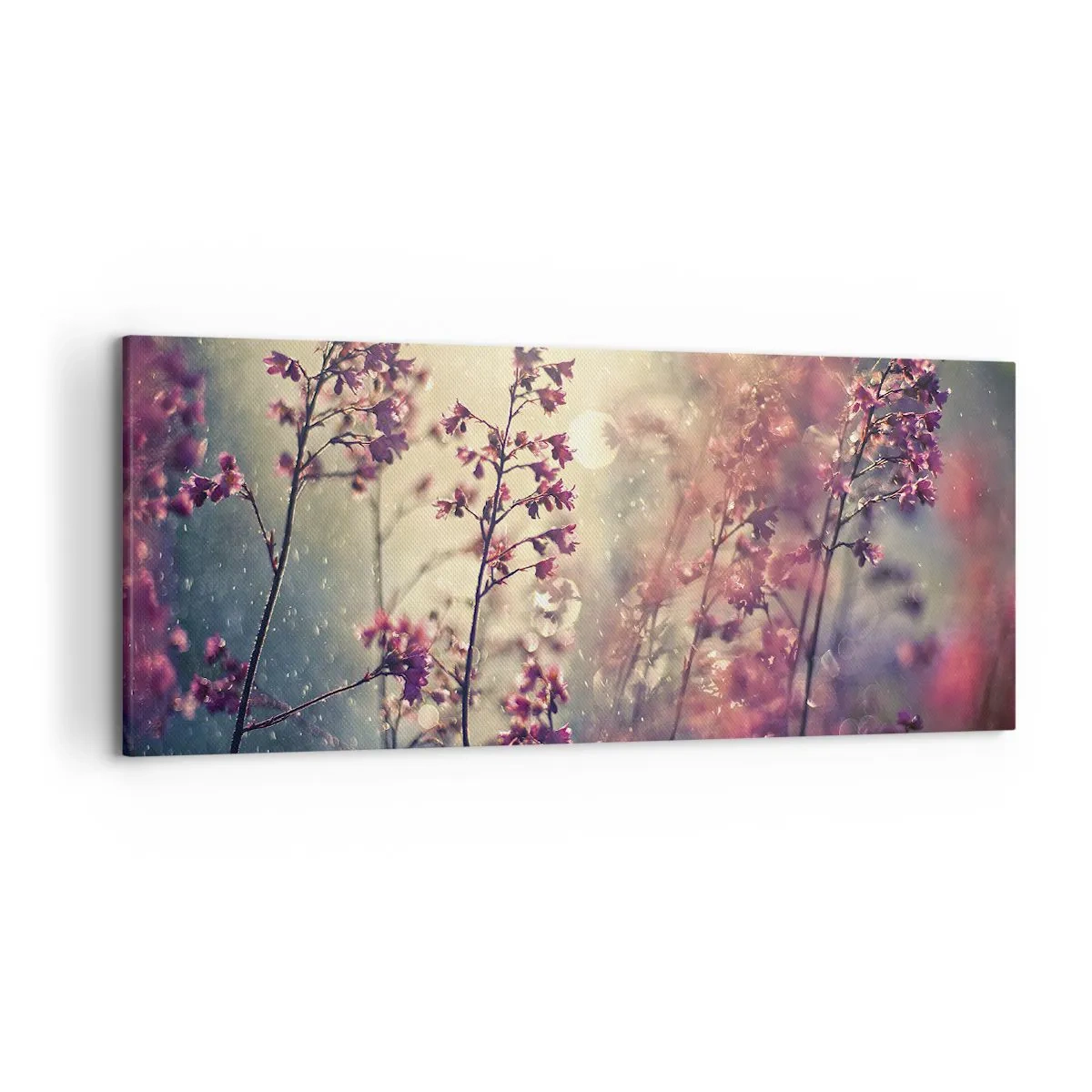 Impression sur toile - Image sur toile - Fleurs au soleil sur fond de nature - 120x50cm - Jardin secret - Décoration murale moderne pour le salon et la chambre ARTTOR