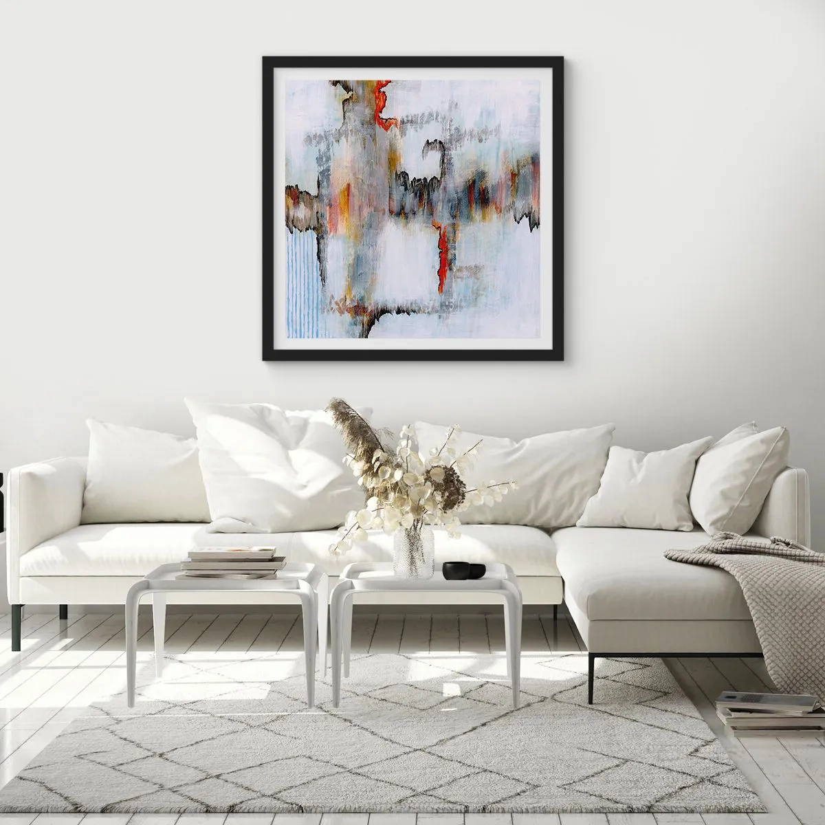 Affiche dans un cadre noir - Poster - Un bâton sur l'eau - 30x30 cm