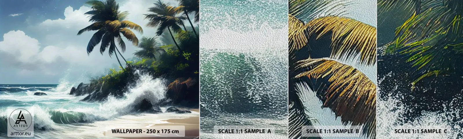 Échantillon de Papier Peint Premium Sand - Sur une côte tropicale - Plage, Tropical, Palmier - 100x30 cm