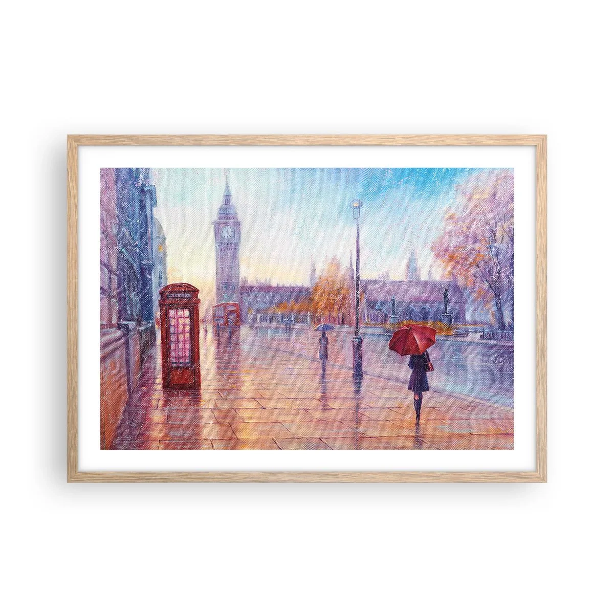 Affiche dans un chêne clair - Poster - Jour automnal londonien - 70x50 cm