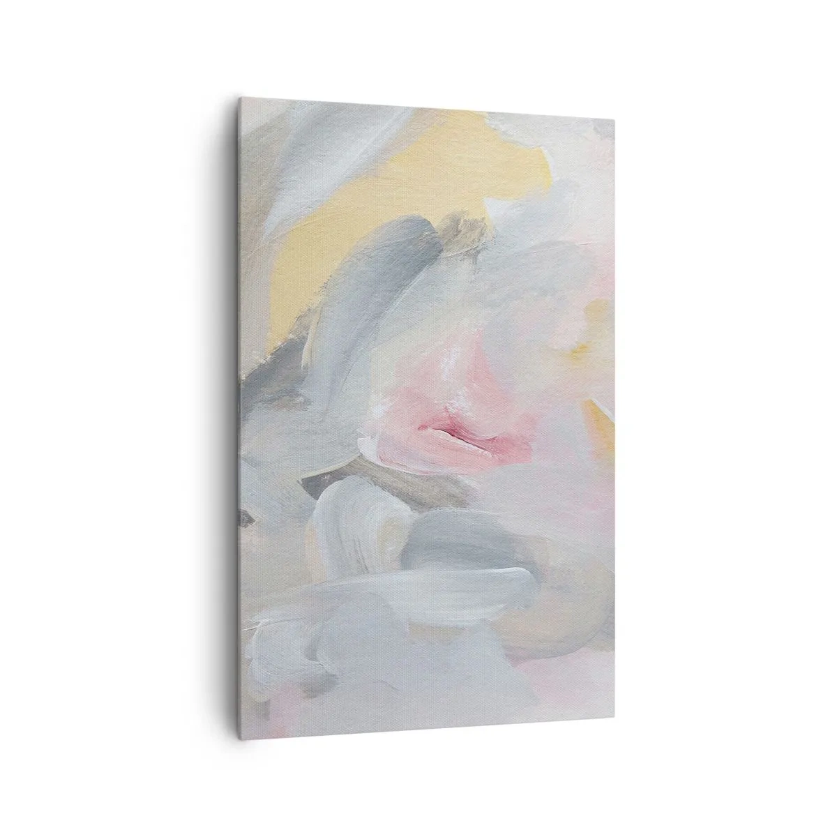 Impression sur toile - Image sur toile - Coups de pastel abstraits dans des tons de rose et de gris. - 80x120cm - Dans un monde pastel - Décoration murale moderne pour le salon et la chambre ARTTOR