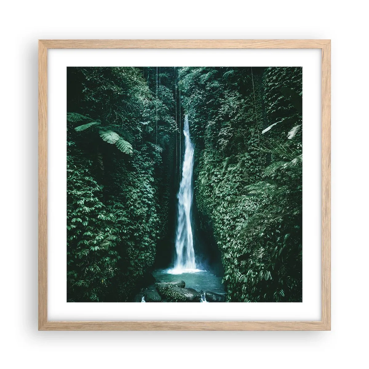 Affiche dans un chêne clair - Poster - Fontaine tropicale - 50x50 cm