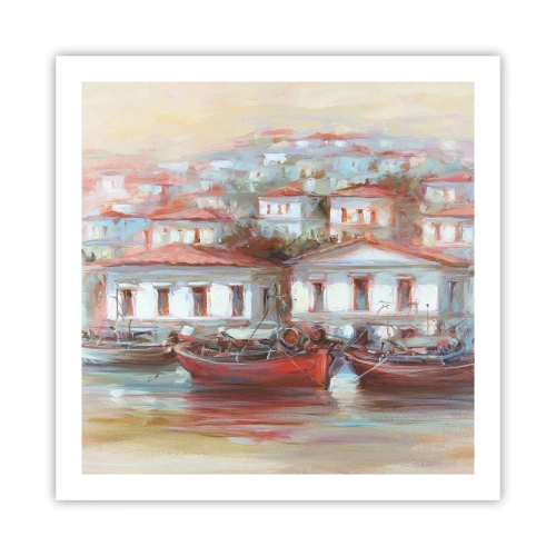Affiche - Poster - Petite ville heureuse - 60x60 cm