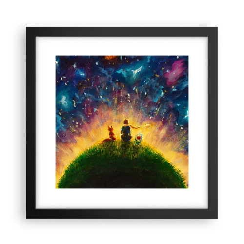 Affiche dans un cadre noir - Poster - Amour et amitié - le monde entier - 30x30 cm