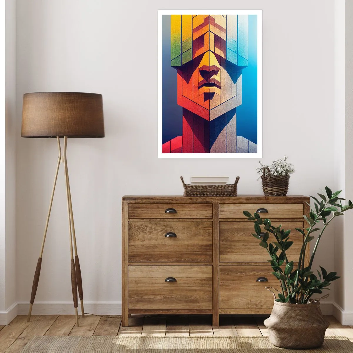 Affiche - Poster - Un visage monumental au style géométrique - 50x70cm - Un homme de principes - Décoration murale moderne pour le salon et la chambre ARTTOR