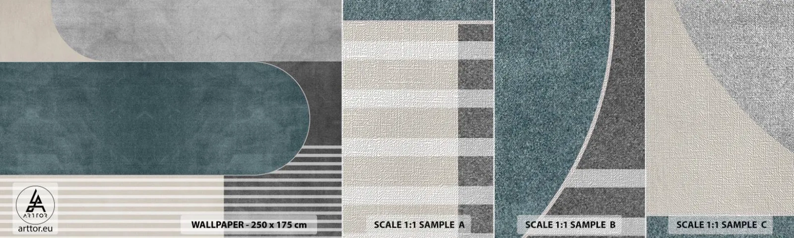 Échantillon de Papier Peint Premium Canvas - Composition de niveaux - Minimalisme, Formes, Pastel - 100x30 cm