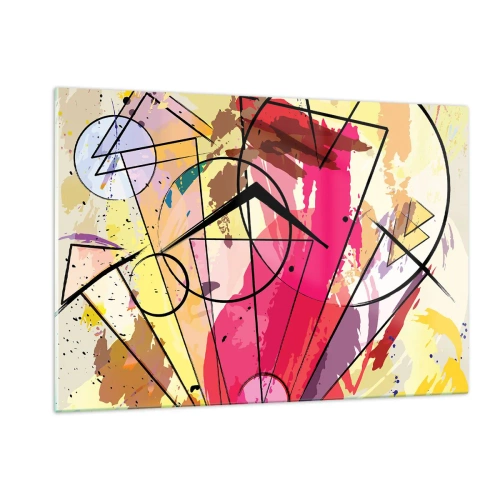 Impression sur verre - Image sur verre - Abstraction colorée avec des motifs et des lignes géométriques - 120x80cm - Explosion - Décoration murale moderne pour le salon et la chambre ARTTOR