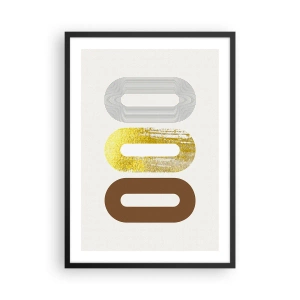 Affiche dans un cadre noir - Poster - Formes géométriques dans les tons d'or, de marron et de gris - 50x70cm - Ooo! - Décoration murale moderne pour le salon et la chambre ARTTOR
