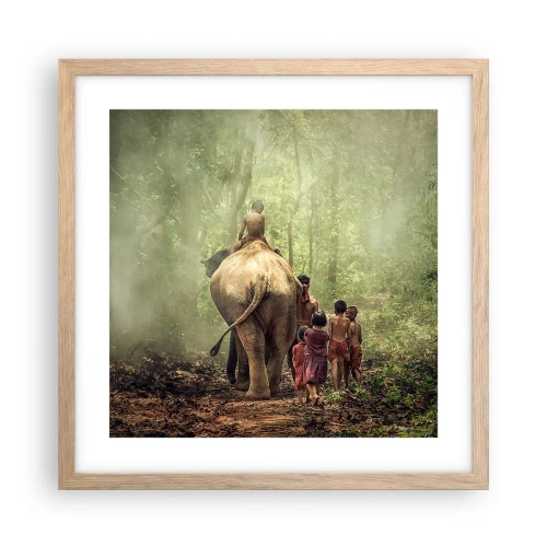 Affiche dans un chêne clair - Poster - Nouveau livre de la jungle - 40x40 cm