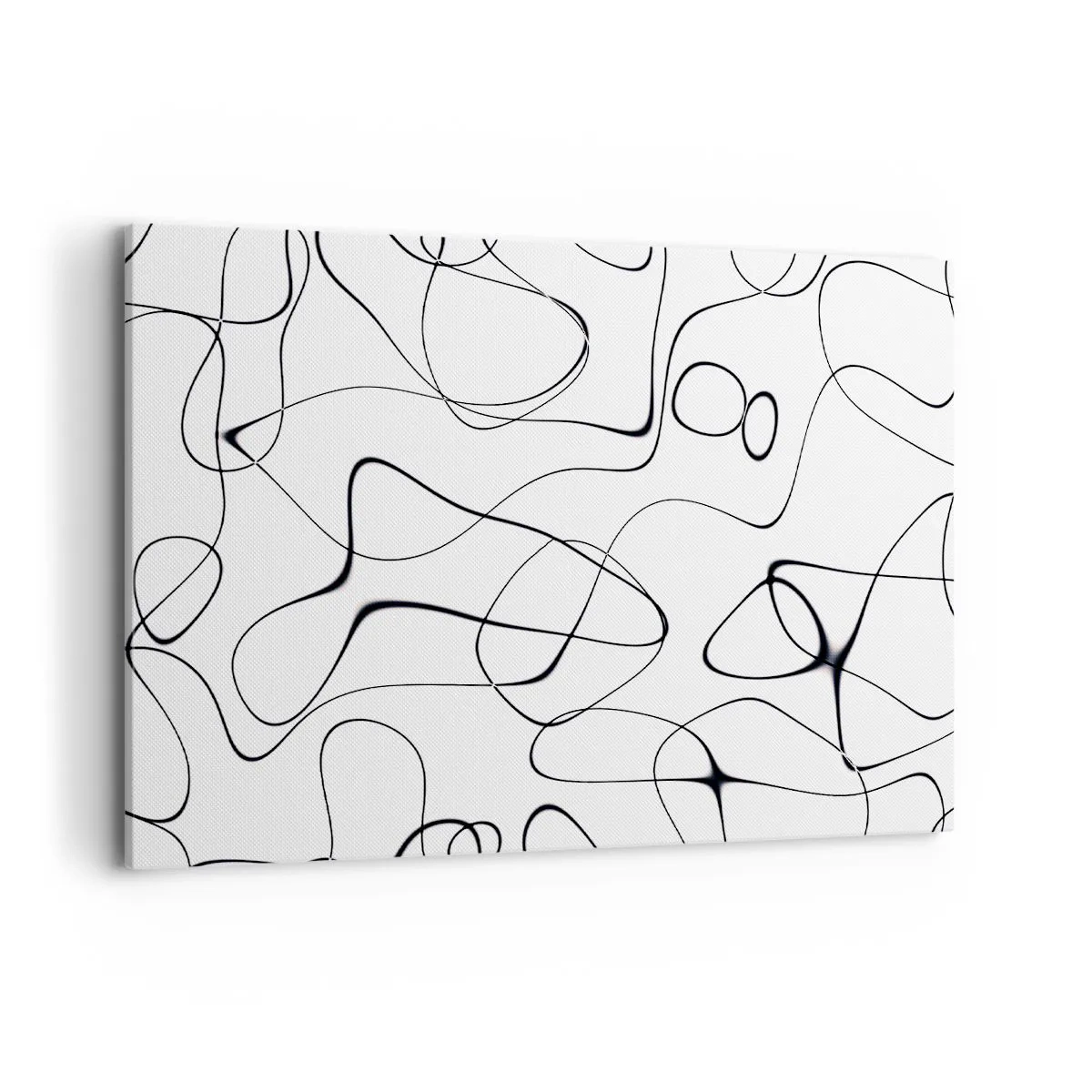 Impression sur toile - Image sur toile - Lignes noires abstraites sur fond blanc dans un style minimaliste - 100x70cm - Le chemin de la vie, les voies du hasard - Décoration murale moderne pour le salon et la chambre ARTTOR