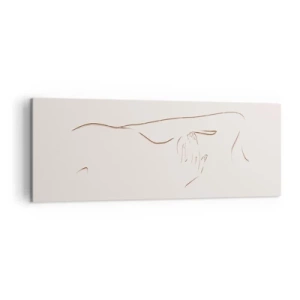 Impression sur toile - Image sur toile - Un dessin au trait subtil d'une silhouette sur un fond clair - 140x50cm - La forme du désir - Décoration murale moderne pour le salon et la chambre ARTTOR