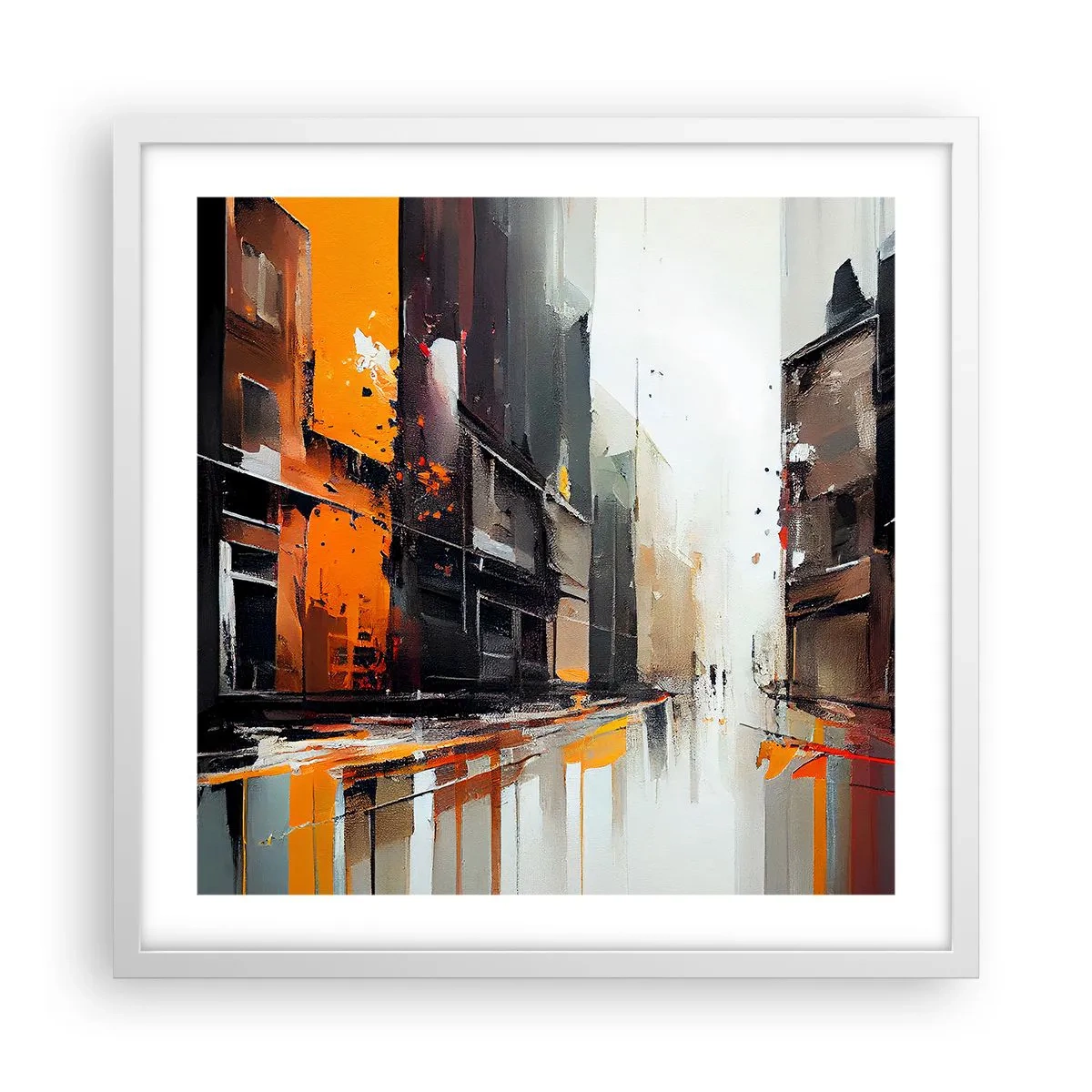 Affiche dans un cadre blanc - Poster - Jour de pluie - 50x50 cm