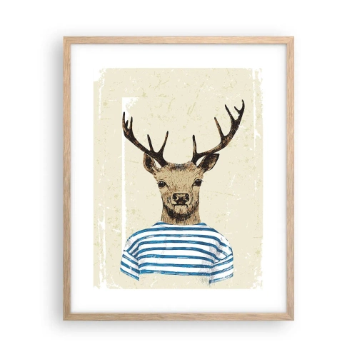 Affiche dans un chêne clair - Poster - Parce que j'aime les chemises rayées - 40x50 cm