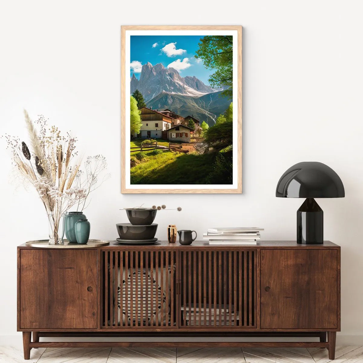 Affiche dans un chêne clair - Poster - Idylle alpine - 50x70 cm