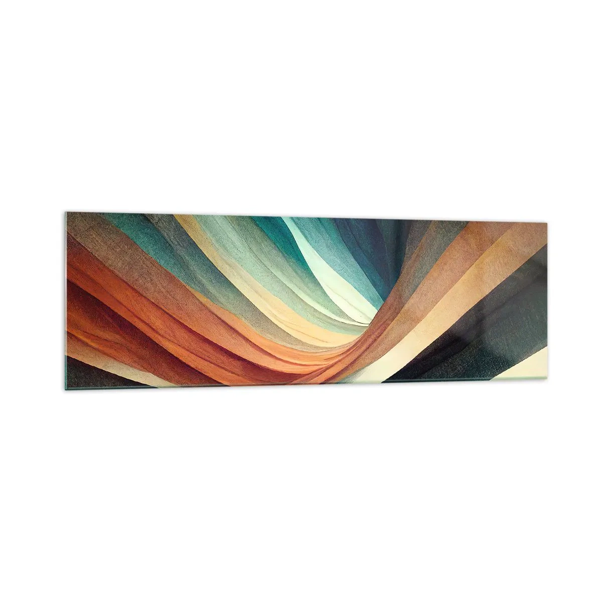 Impression sur verre - Image sur verre - Vagues abstraites dans des tons chauds et froids - 160x50cm - Tissé à partir de couleurs - Décoration murale moderne pour le salon et la chambre ARTTOR