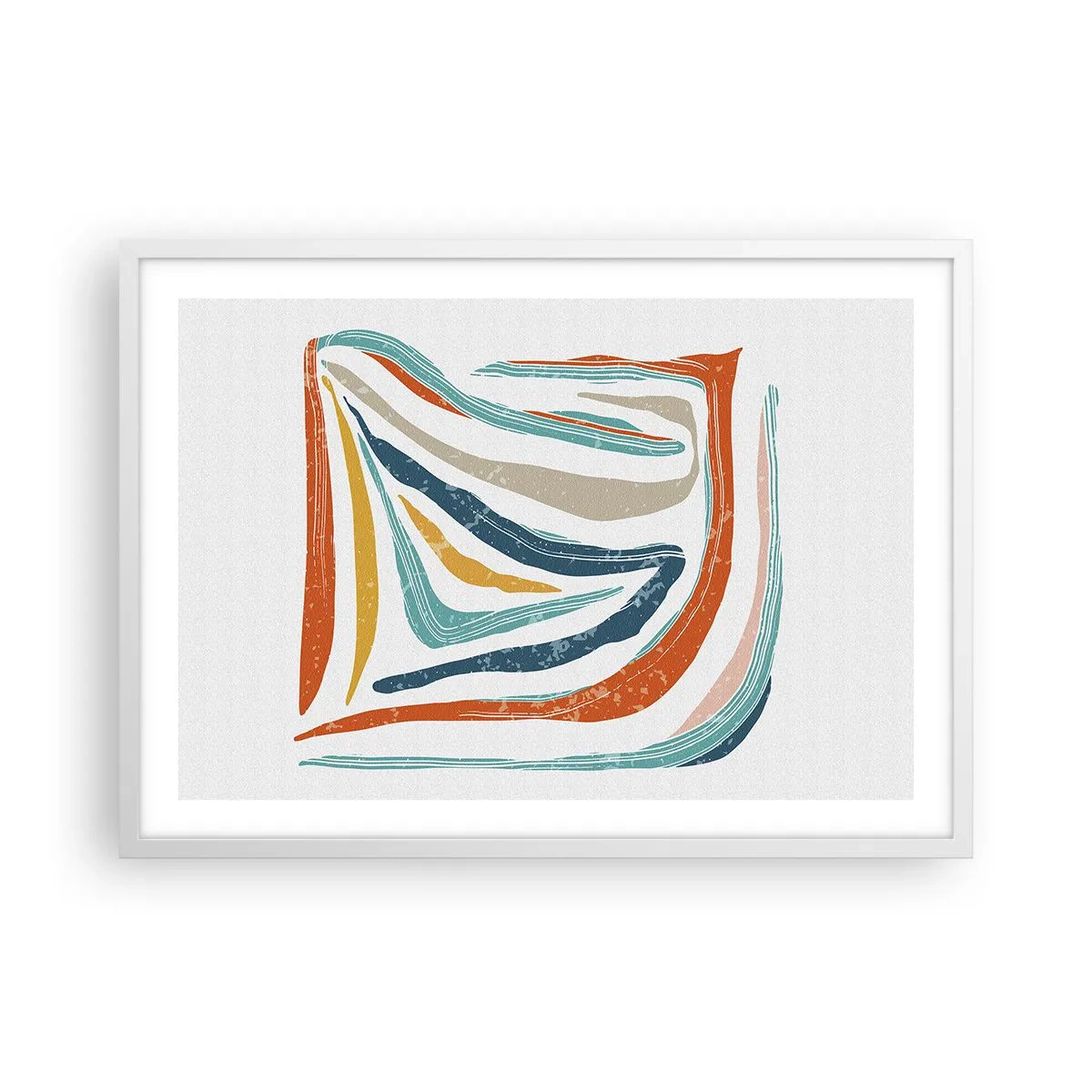 Affiche dans un cadre blanc - Poster - Abstraction avec un sourire amical - 70x50 cm