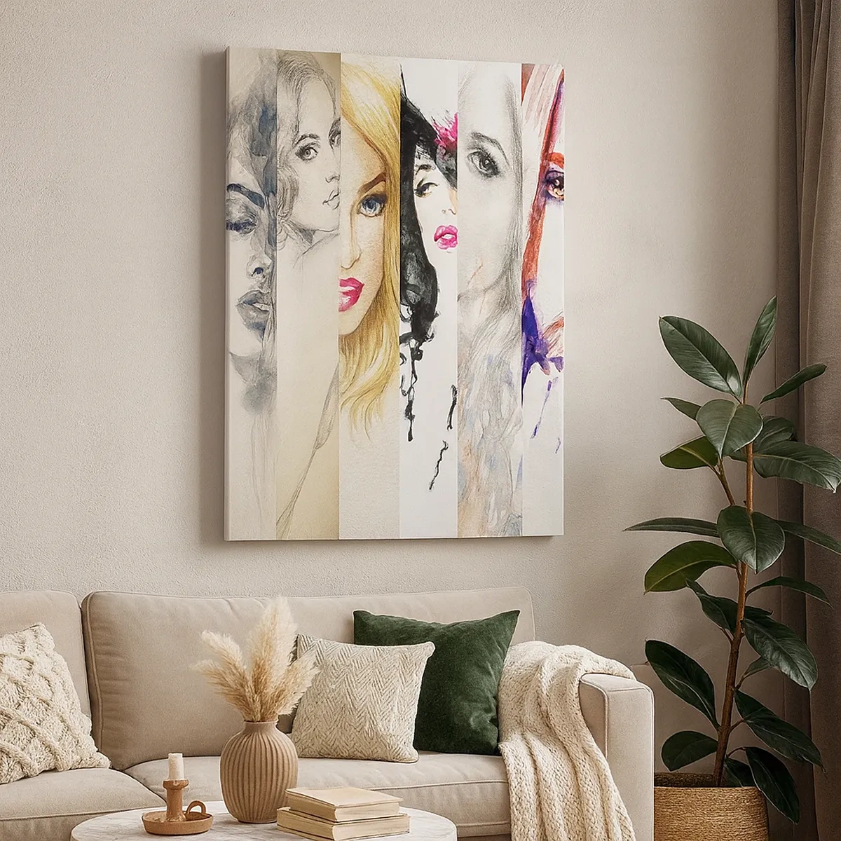 Impression sur toile - Image sur toile - Une collection de portraits de femmes dans divers styles artistiques. - 50x70cm - Et c'est toujours TOI - Décoration murale moderne pour le salon et la chambre ARTTOR