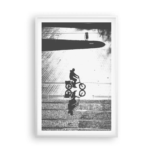 Affiche dans un cadre blanc - Poster - Devant moi, à travers la ville - 61x91 cm