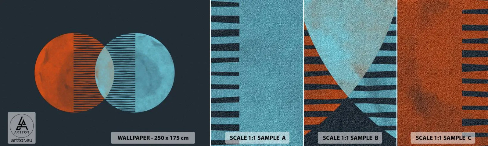 Échantillon de Papier Peint Autocollant Deluxe Sticker - Fantaisie astronomique - Abstraction, Morceau, Modèle moderne - 100x30 cm