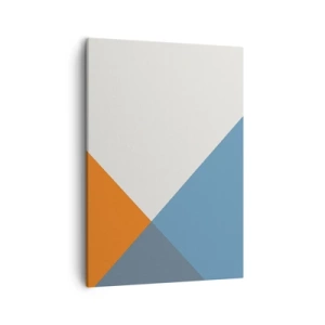 Impression sur toile - Image sur toile - Triangles géométriques dans les tons de bleu et d'orange - 50x70cm - Sous cette angle.... - Décoration murale moderne pour le salon et la chambre ARTTOR