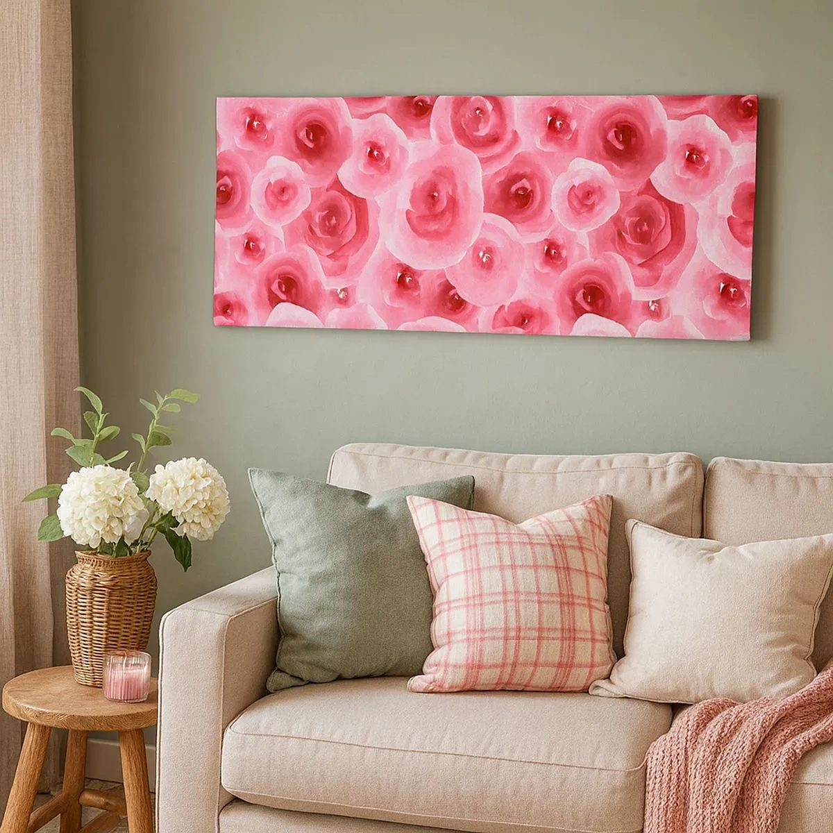 Impression sur toile - Image sur toile - Roses en-haut et en-bas - 100x40 cm