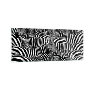 Impression sur verre - Image sur verre - Portrait collectif à rayures - 100x40 cm