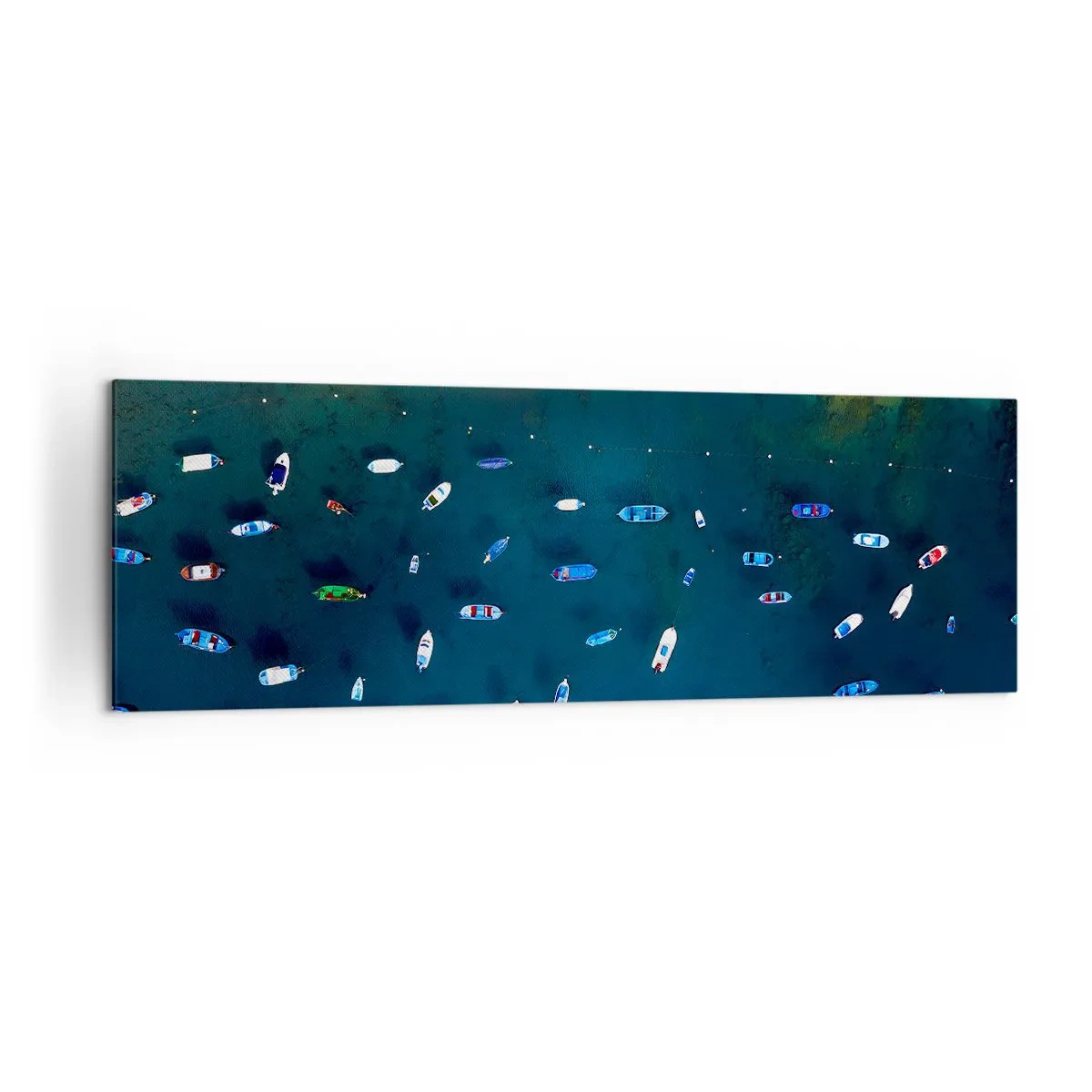 Impression sur toile - Image sur toile - Vue aérienne de bateaux sur l'eau et d'un rivage sablonneux - 160x50cm - Jeu de vacances - Décoration murale moderne pour le salon et la chambre ARTTOR
