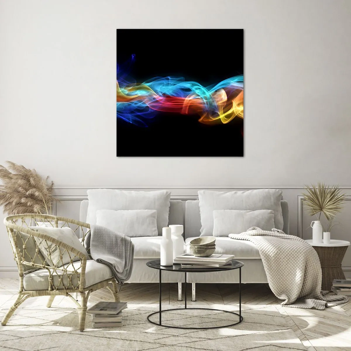 Impression sur verre - Image sur verre - Danse arc-en-ciel du brouillard - 60x60 cm