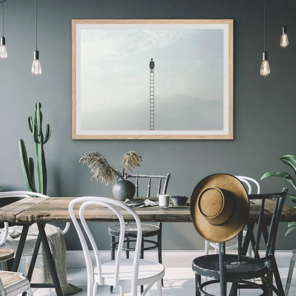 Affiche dans un chêne clair - Poster - Se soulever au-dessus - 100x70 cm