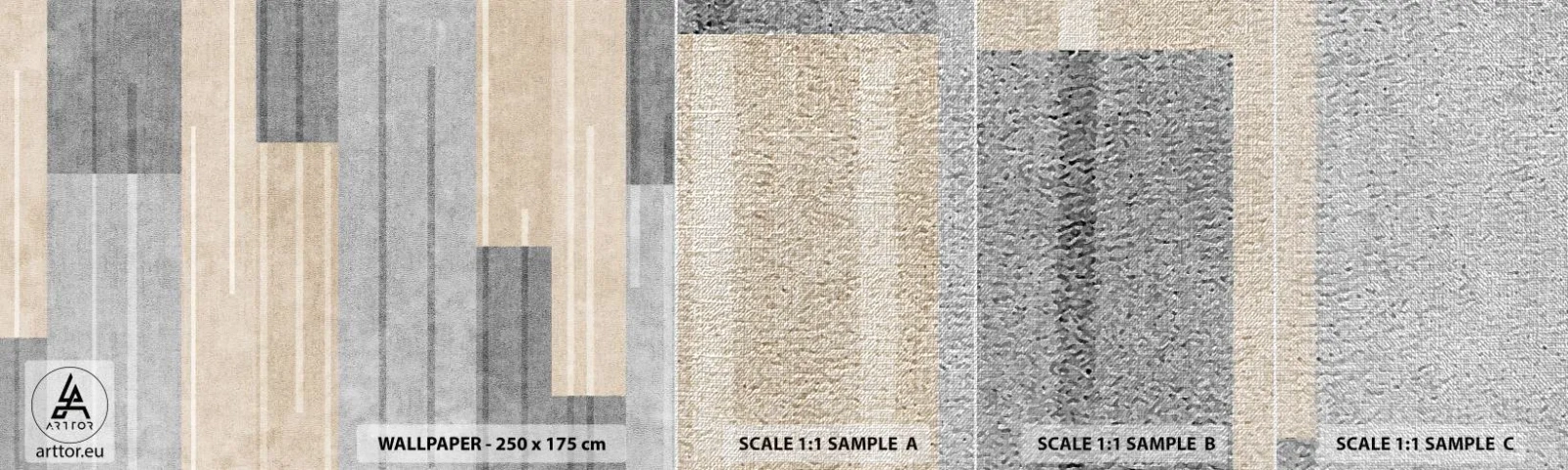 Échantillon de Papier Peint Premium Canvas - Composition : se tenir droit - Abstraction, Lignes, Pastel - 100x30 cm