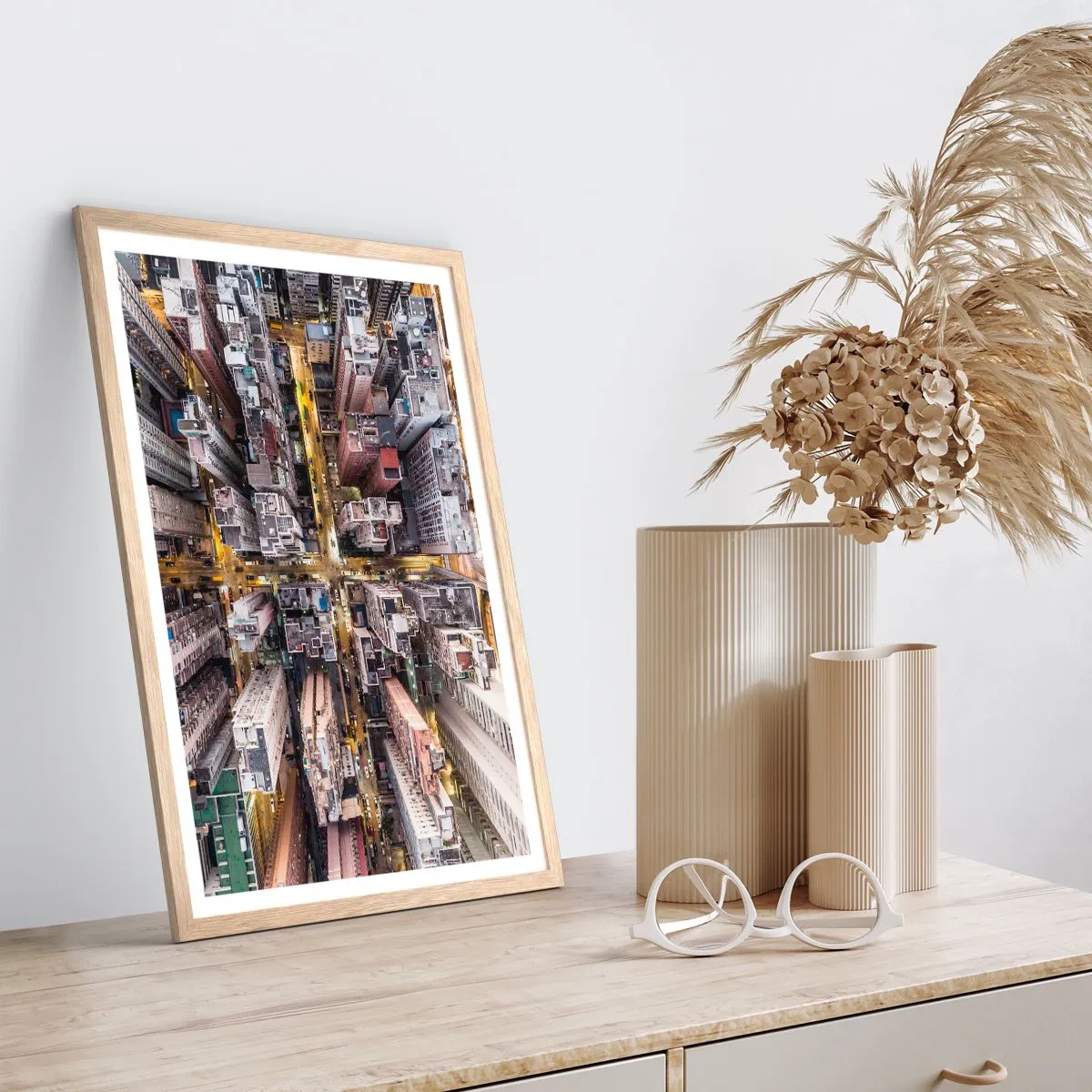 Affiche dans un chêne clair - Poster - Salutations de Hong-Kong - 61x91 cm