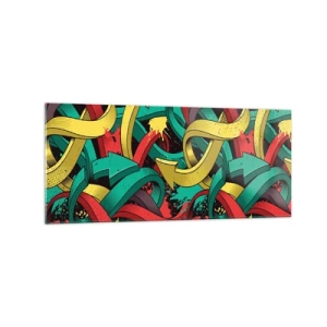 Impression sur verre - Image sur verre - Des flèches abstraites aux couleurs vives créant le chaos - 120x50cm - Quel chemin vers le but ? - Décoration murale moderne pour le salon et la chambre ARTTOR