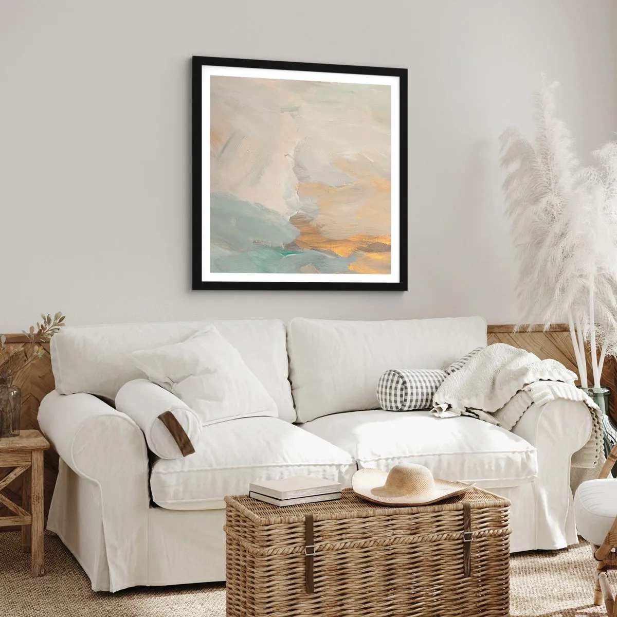 Affiche dans un cadre noir - Poster - Abstraction – le pays de la douceur - 50x50 cm