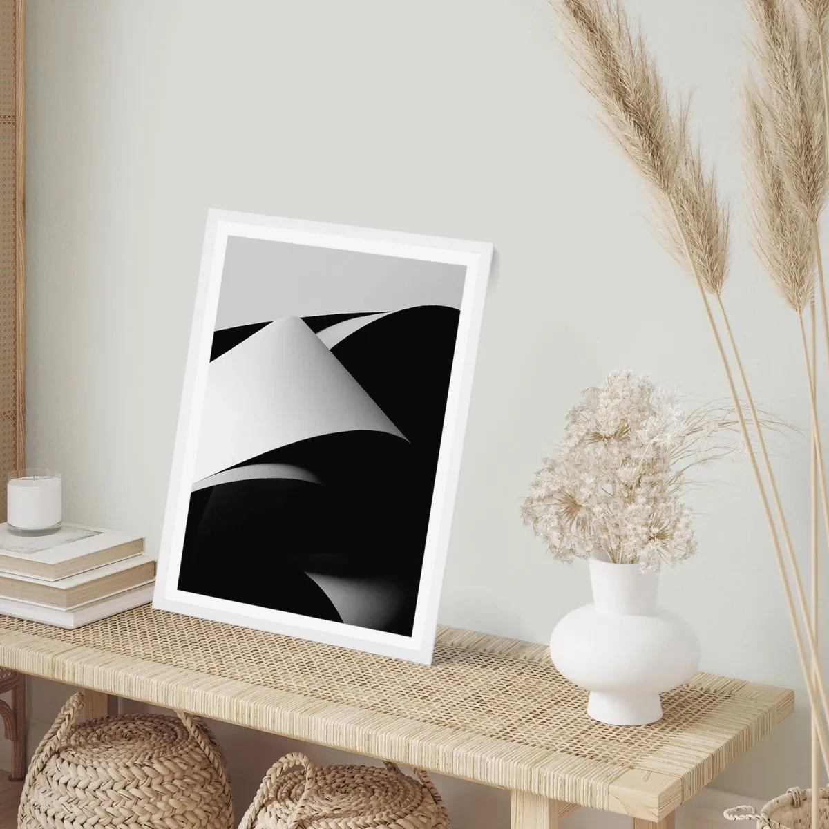 Affiche dans un cadre blanc - Poster - Plans de lumière venus des profondeurs de l'ombre - 30x40 cm