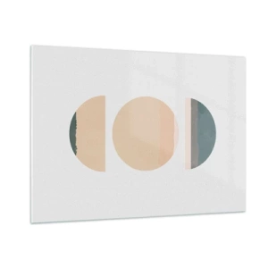 Impression sur verre - Image sur verre - Motifs géométriques minimalistes aux couleurs pastel - 100x70cm - Cercles après cercles - Décoration murale moderne pour le salon et la chambre ARTTOR